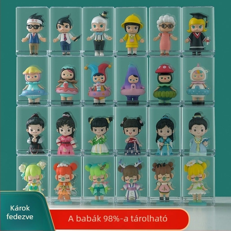 Akril kiállítási doboz figurákhoz és építőmodelltípusokhoz, porálló tároló doboz anime babáknak