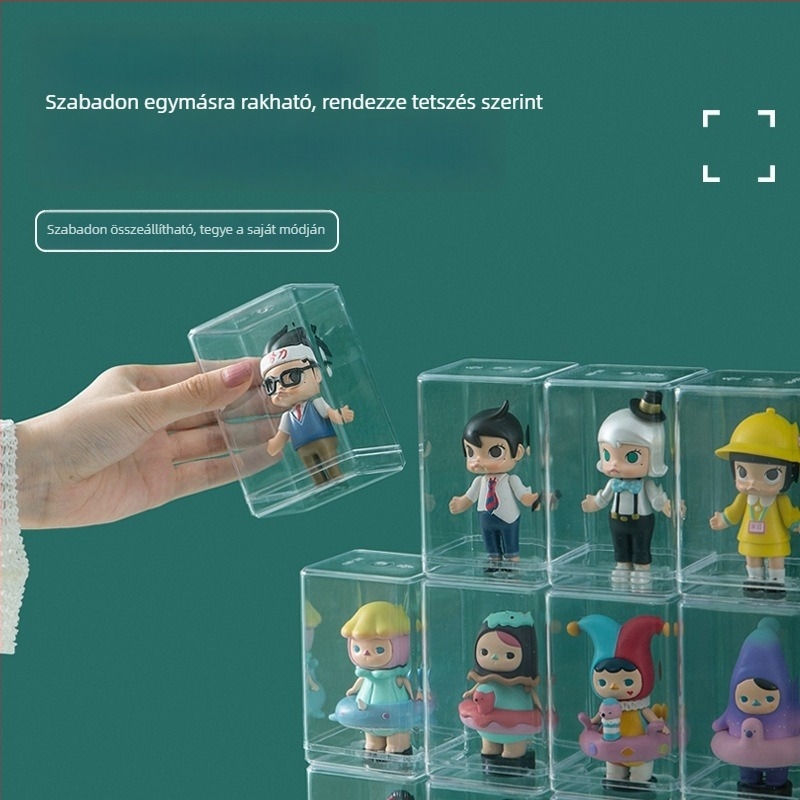 Akril kiállítási doboz figurákhoz és építőmodelltípusokhoz, porálló tároló doboz anime babáknak