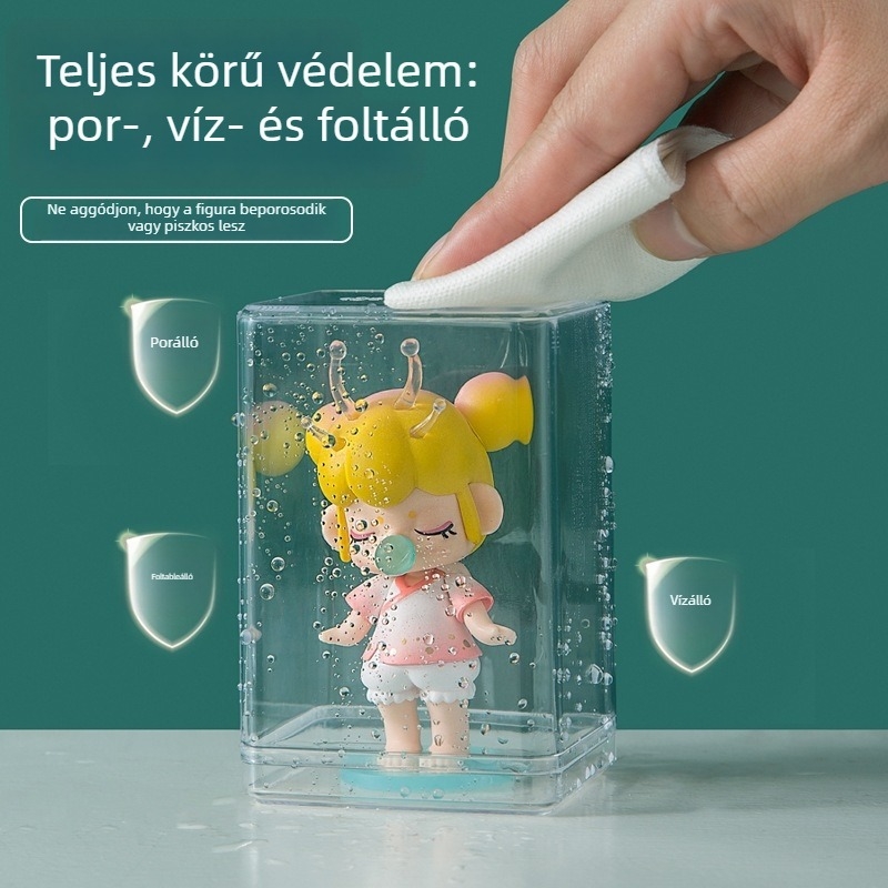Akril kiállítási doboz figurákhoz és építőmodelltípusokhoz, porálló tároló doboz anime babáknak