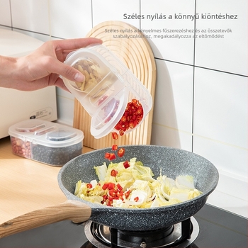 Fűszertartó doboz rekeszekkel – zárt, nedvességálló műanyag tároló csillagánizs és fahéj fűszerekhez