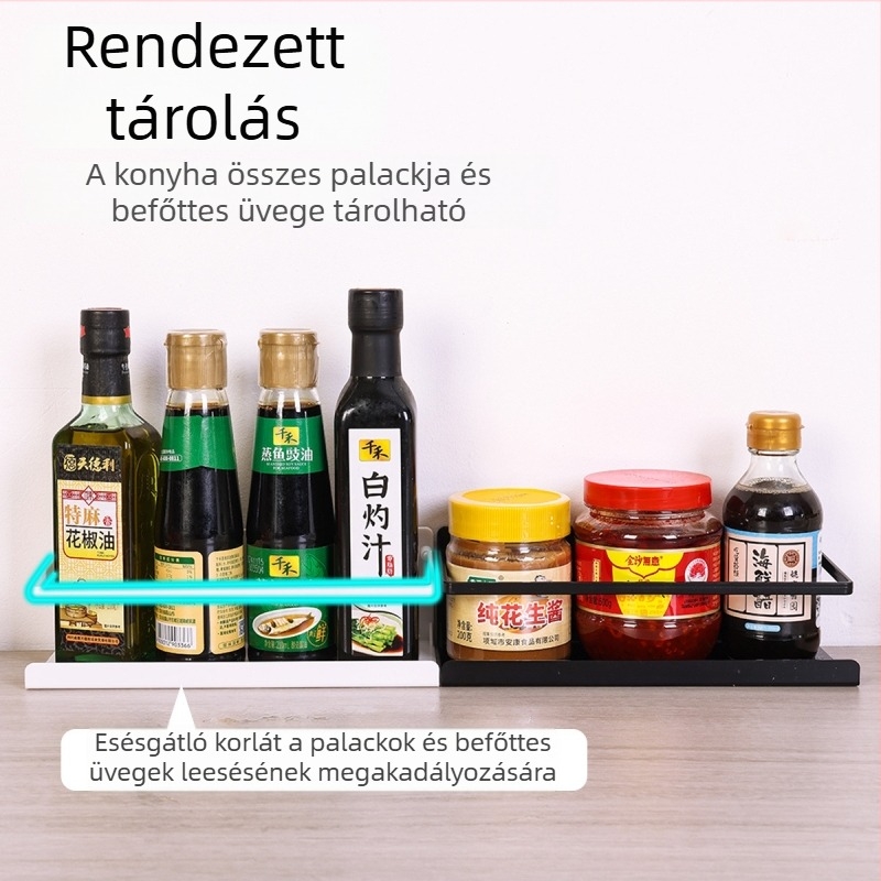 Mágneses oldalsó hűtőszekrény polc, konyhai rendező, fúrás nélküli szerelés
