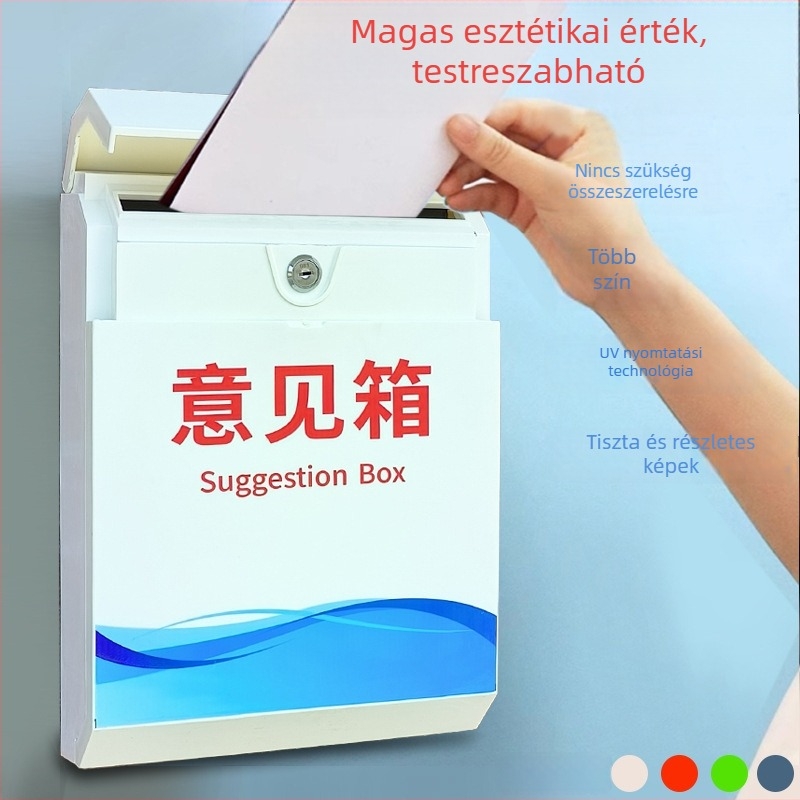 Fali zárható postaláda és javaslat- és panaszdoboz, időjárásálló