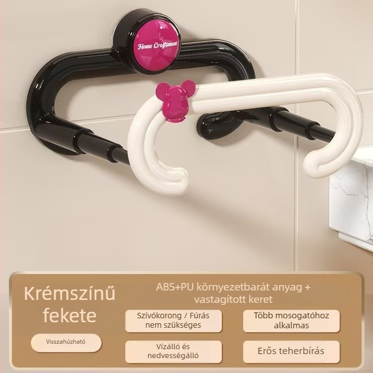 Krémszínű forgó mosdó- és konyhai tároló, teleszkópos, falra szerelhető, fúrás nélkül, fürdőszoba és konyha