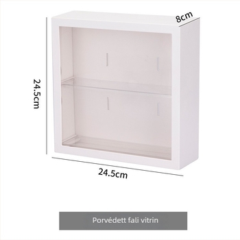 Falihoz rögzíthető tároló- és kiállító állvány blind boxokhoz, átlátszó figura-kiállító doboz