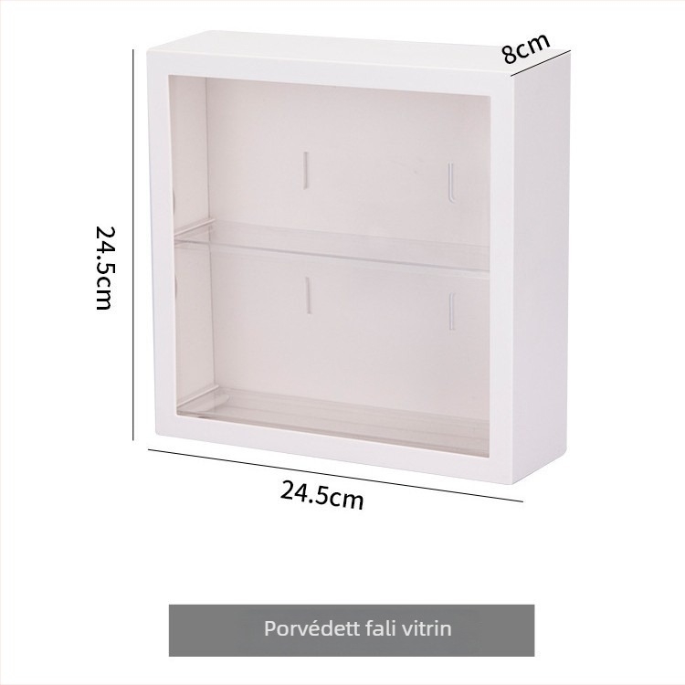 Falihoz rögzíthető tároló- és kiállító állvány blind boxokhoz, átlátszó figura-kiállító doboz