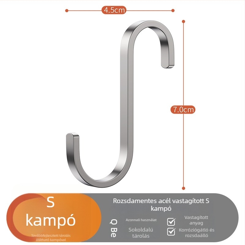 Rozsdamentes acélból készült falra szerelhető konyhai tároló, többfunkciós spatula- és kanálrendező