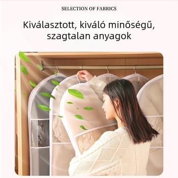 Összehajtható ruhadarabok porvédő borító, átlátszó akasztós ruhatartó zsák, vízálló és nedvességálló kabátvédő fedél átlátszó ablakkal