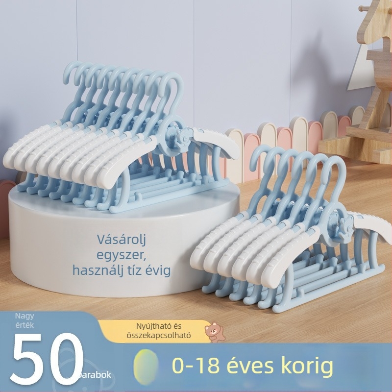 Többfunkciós gyerekruhaakasztó, összecsukható és kihúzható, csúszásmentes