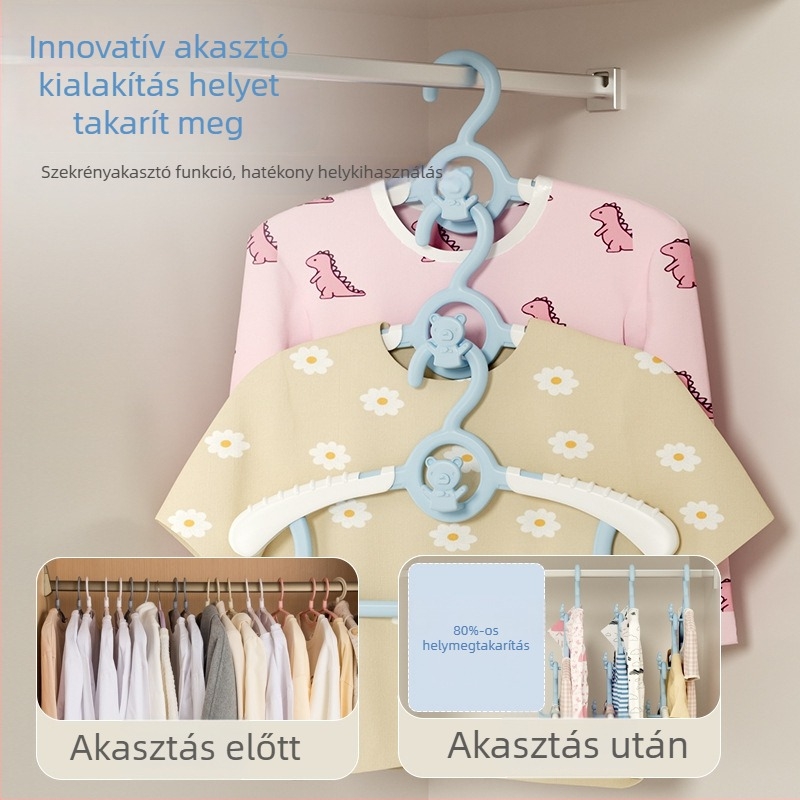Többfunkciós gyerekruhaakasztó, összecsukható és kihúzható, csúszásmentes