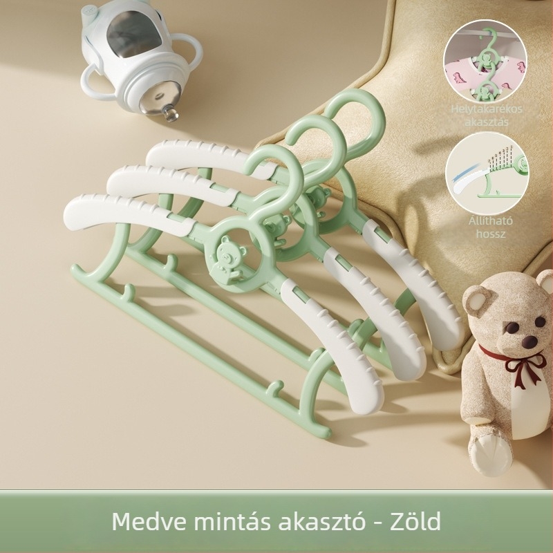 Többfunkciós gyerekruhaakasztó, összecsukható és kihúzható, csúszásmentes