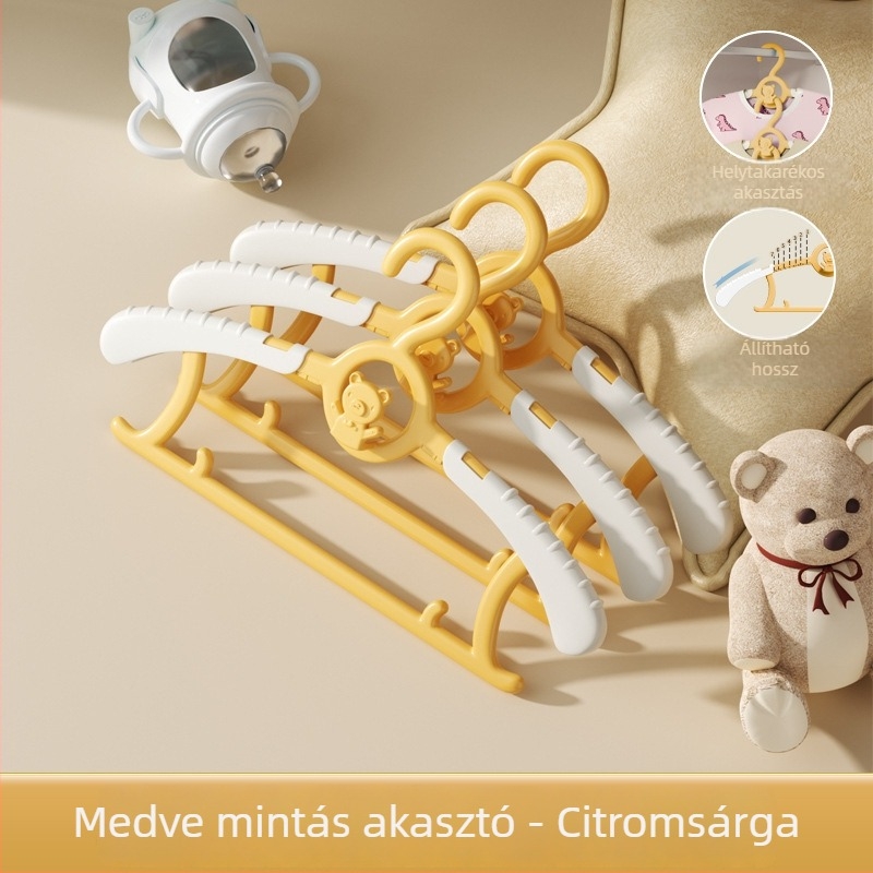 Többfunkciós gyerekruhaakasztó, összecsukható és kihúzható, csúszásmentes