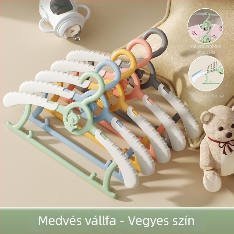 Többfunkciós gyerekruhaakasztó, összecsukható és kihúzható, csúszásmentes
