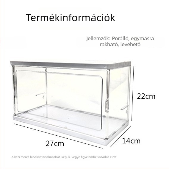 Plüss játék tároló doboz, átlátszó akril vitrin 20 cm-es babákhoz, porvédett