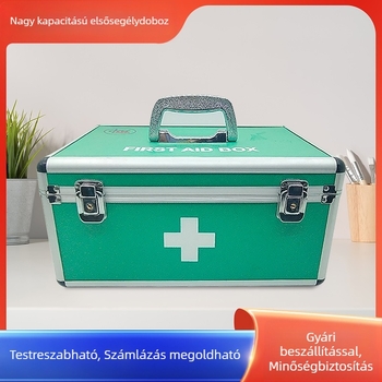 Zárható háztartási gyógyszeres doboz kattintásos záróval, egyrétegű, több rekeszes gyógyszertároló doboz zárral