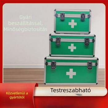 Zárható háztartási gyógyszeres doboz kattintásos záróval, egyrétegű, több rekeszes gyógyszertároló doboz zárral