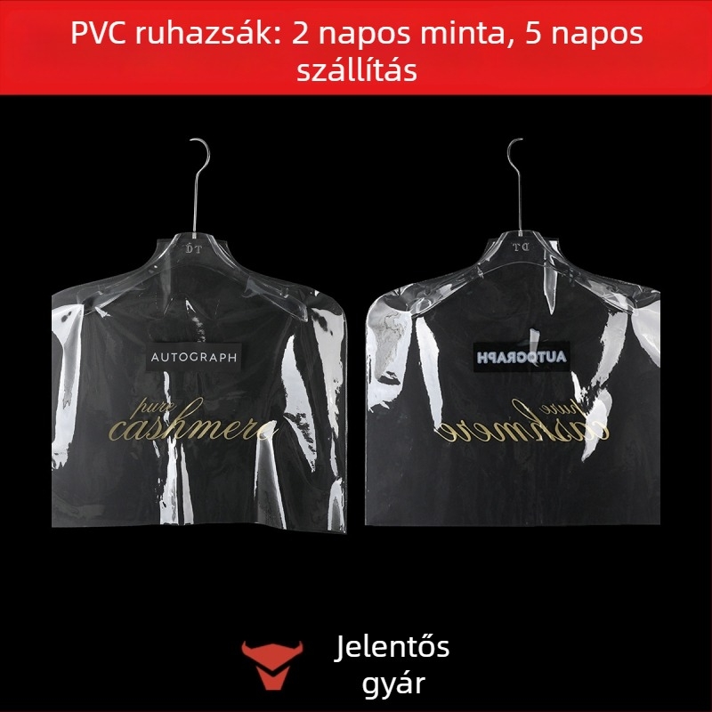 PVC átlátszó ruhatartó tok, porvédő tároló, prémium védelem, személyre szabható