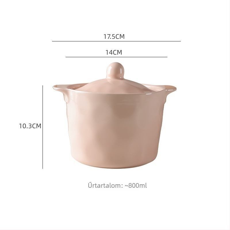 Porcelán zsírkanna fedővel és kanállal, krém színű, két fogantyúval, hőálló konyhai edény