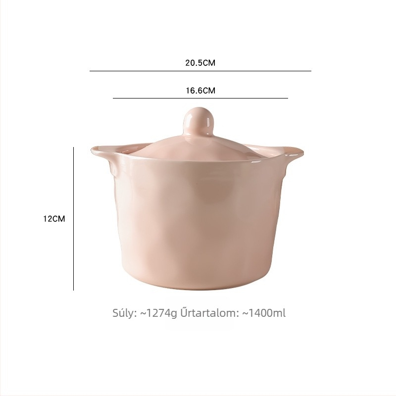Porcelán zsírkanna fedővel és kanállal, krém színű, két fogantyúval, hőálló konyhai edény