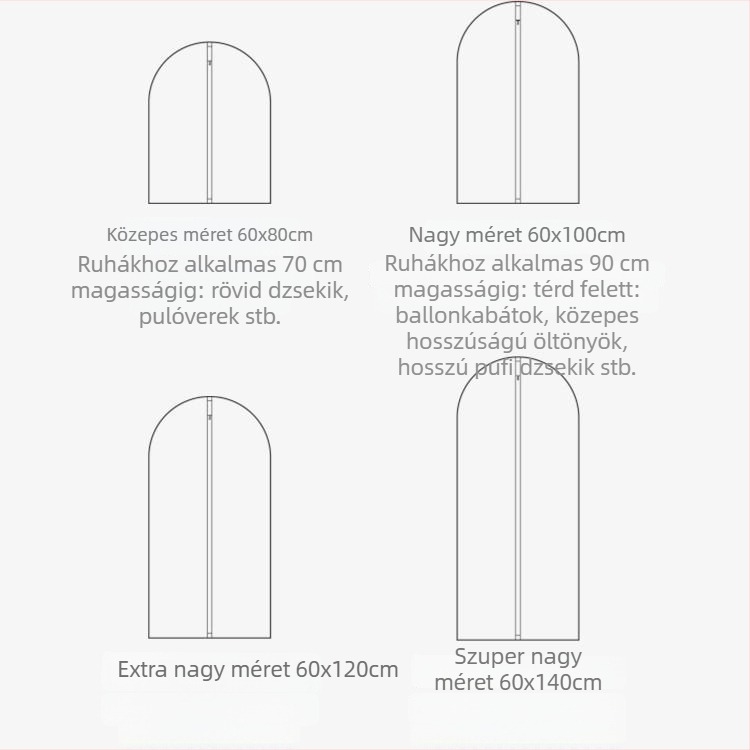 PEVA anyagú átlátlós ruhazsák kabátok és öltönyök számára