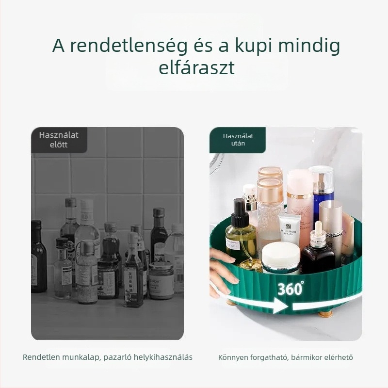 Konyhai fűszerező polc forgó tálcával – asztali tároló olaj, só, szósz és ecet számára, többfunkciós szervező