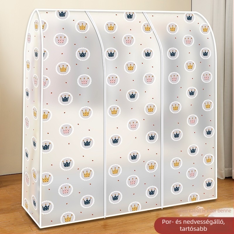 Átlátszó porvédő borító ruhafogasra és padlón álló ruhaszárítóra – méretek: 90×50×150 cm; 110×50×150 cm; 130×50×150 cm; 150×50×150 cm