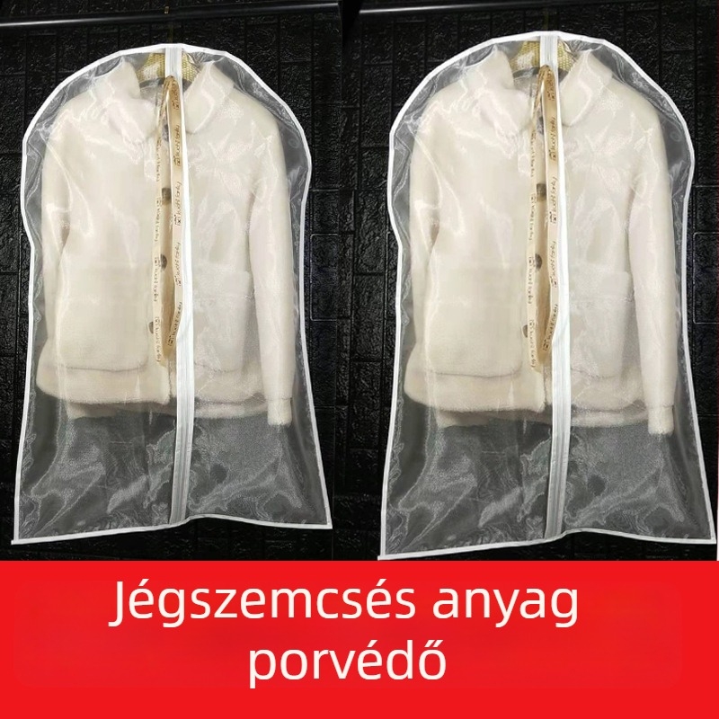 Átlátszó 3D porvédő huzat nyércfunda és gyerekruha számára, gyöngyház fonal díszítéssel