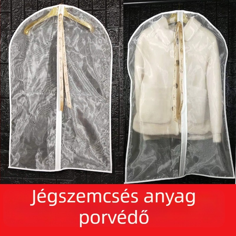 Átlátszó 3D porvédő huzat nyércfunda és gyerekruha számára, gyöngyház fonal díszítéssel