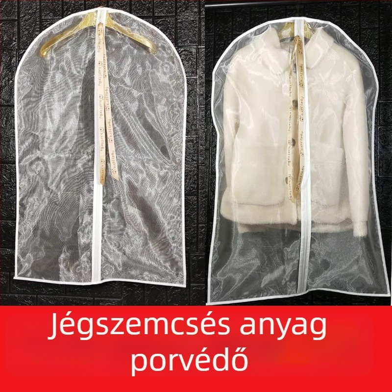 Átlátszó 3D porvédő huzat nyércfunda és gyerekruha számára, gyöngyház fonal díszítéssel