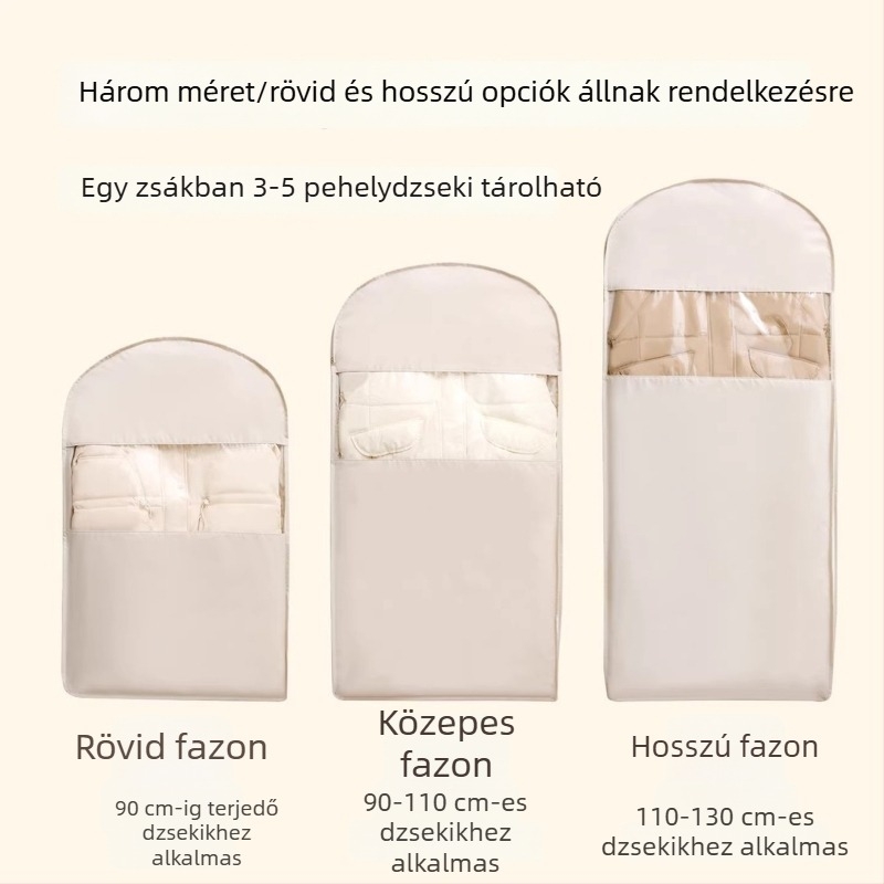 Szatén függő tömörítő zsák porvédővel szezonális ruházathoz és pehelydzsekikhez