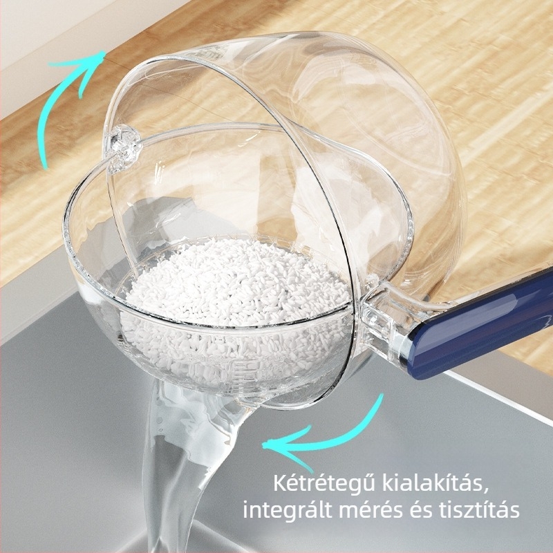 Zárható mérőrizstároló edény, nedvesség- és kártevővédelem, 10 kg kapacitás