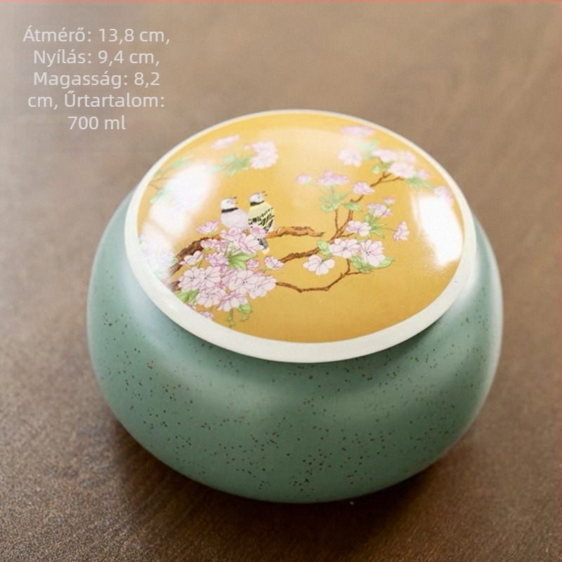 Kerámia teás tárolóedény, nagy méretű lezárható, nedvességálló Pu-erh tea számára, fekete, zöld és fehér tea
