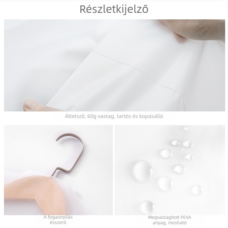 Shumi PEVA vastagított átlátszó aljú kosztüm porvédő és ruhazsák