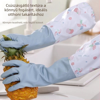 Kibővített hosszúságú konyhai mosogatókesztyűk, tartósak, flísz bélésűek, vízállóak, mosáshoz és háztartási feladatokhoz