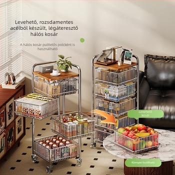 Új vintage stílusú forgatható konyhai zöldség- és snacktároló polc, multifunkcionális, szétszedhető és összeszerelhető
