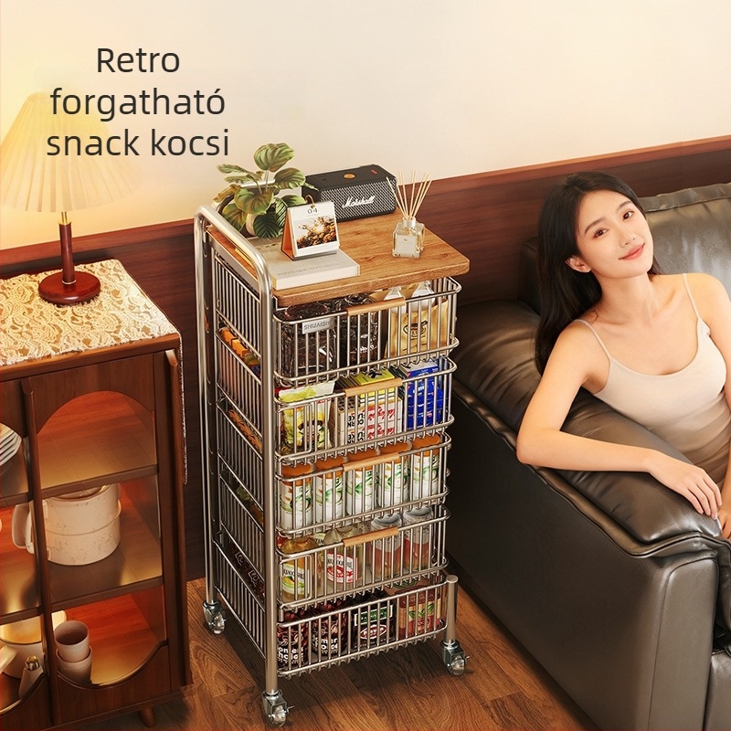 Új vintage stílusú forgatható konyhai zöldség- és snacktároló polc, multifunkcionális, szétszedhető és összeszerelhető