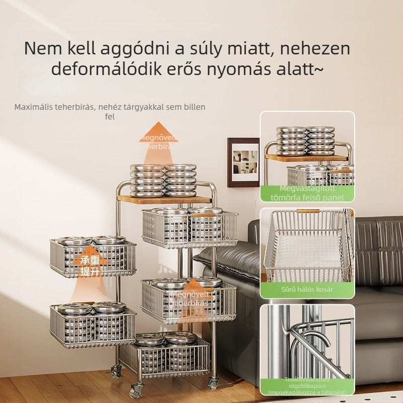 Új vintage stílusú forgatható konyhai zöldség- és snacktároló polc, multifunkcionális, szétszedhető és összeszerelhető