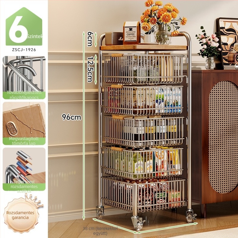 Új vintage stílusú forgatható konyhai zöldség- és snacktároló polc, multifunkcionális, szétszedhető és összeszerelhető