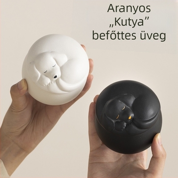 Kerámiás teás doboz, aranyos kutyafej formájú, kis méretű, otthoni használatra, nedvességálló zárófedéllel Pu'er és fekete tea tárolására