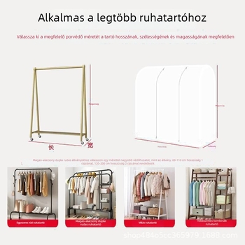 Padlón álló ruhatartó porvédő huzat, dupla rúd, átlátszó, vastagított