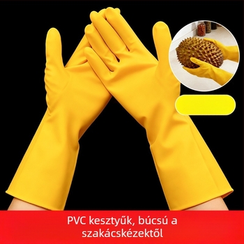 Vastagított természetes latexkesztyűk munkavédelmi célokra, kopásálló, vízálló, csúszásmentes, tartós mosogatáshoz és háztartási feladatokhoz