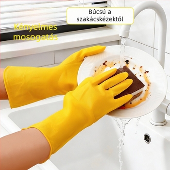 Vastagított természetes latexkesztyűk munkavédelmi célokra, kopásálló, vízálló, csúszásmentes, tartós mosogatáshoz és háztartási feladatokhoz