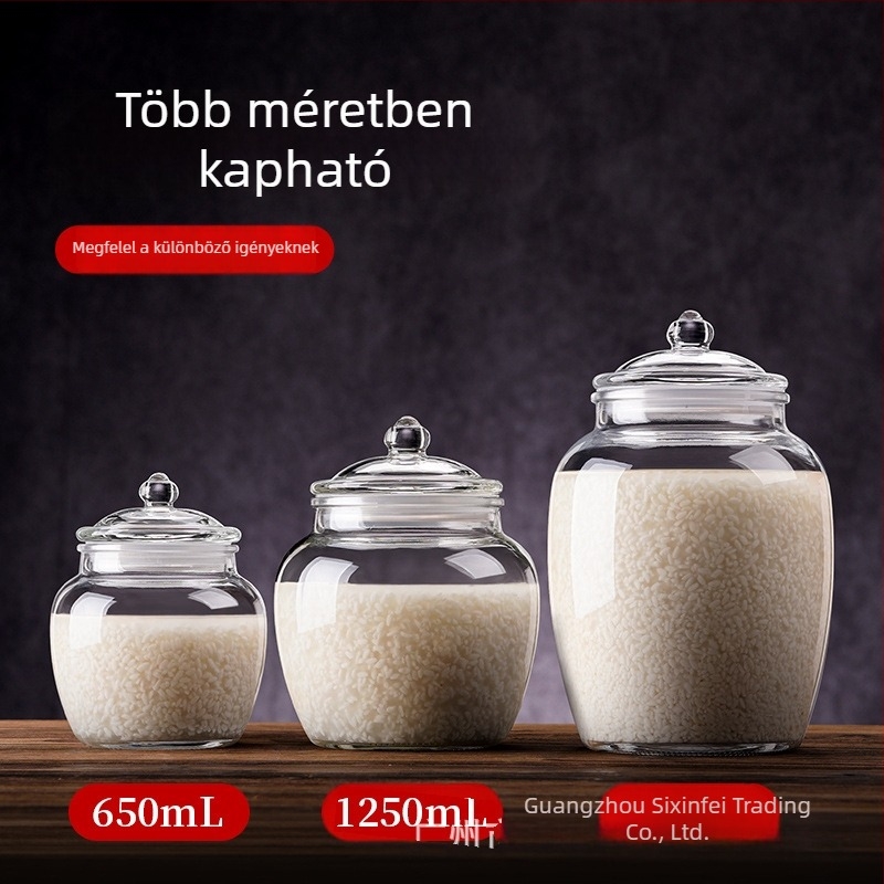 Üveg fermentációs edény fedővel rizsbor készítéséhez