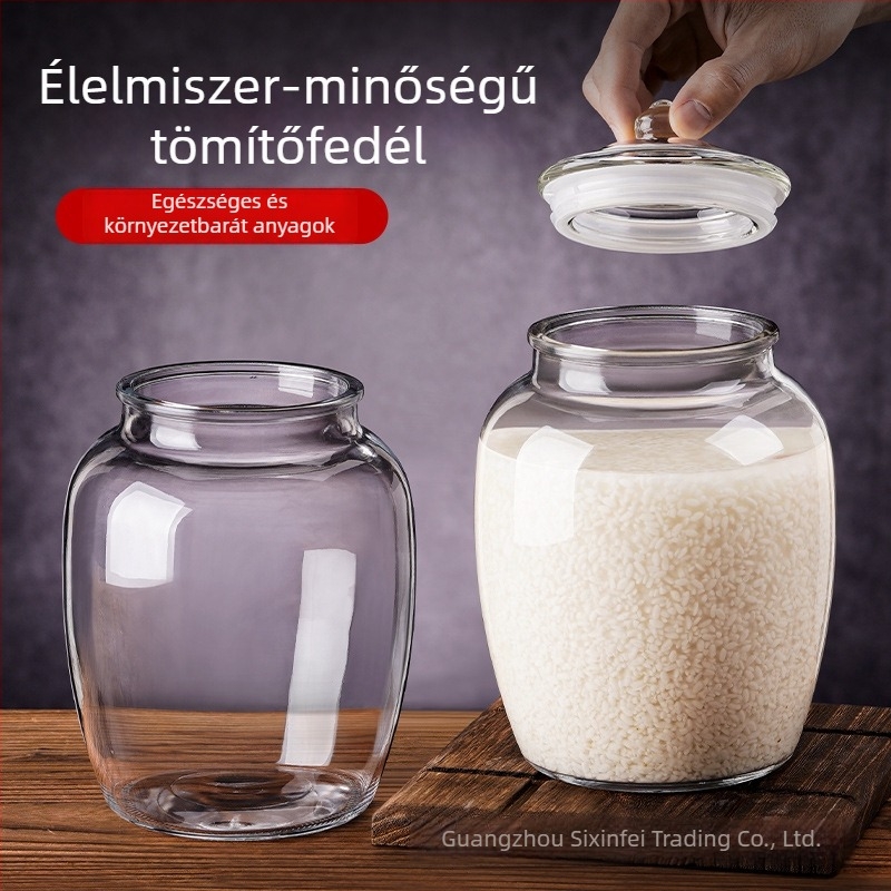 Üveg fermentációs edény fedővel rizsbor készítéséhez