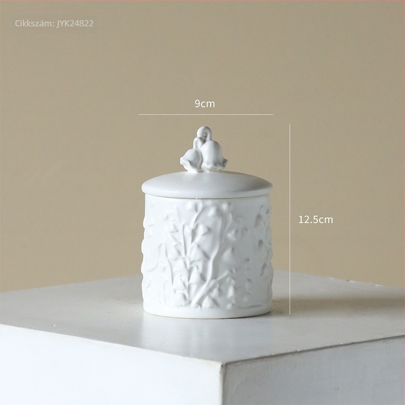 Fényűző relief Lily of the Valley kerámia tárolóedény, asztali dekoráció és ékszerdoboz
