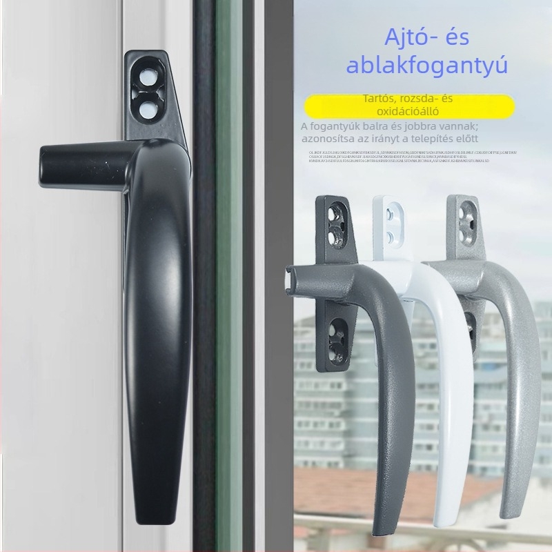Ablak kilincs alumínium ötvözetből zárakkal – kifelé nyíló ablak, toló-húzó, tömör hétkarakteres kilincs