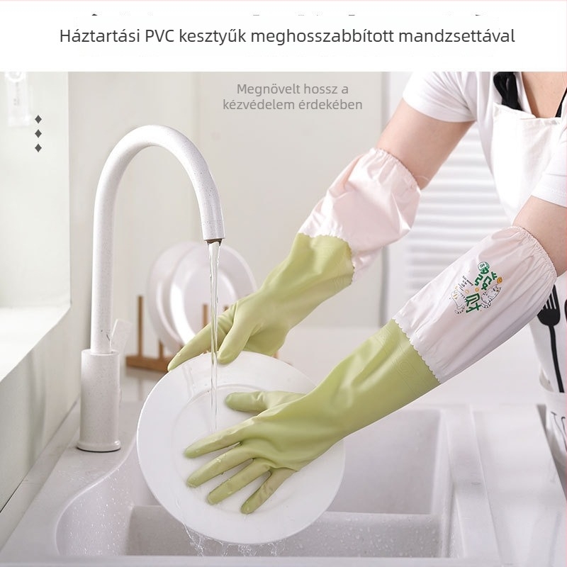 Háztartási latex kesztyűk, vastagított, meleg, fleece-béléssel, konyhai és tisztítási feladatokhoz