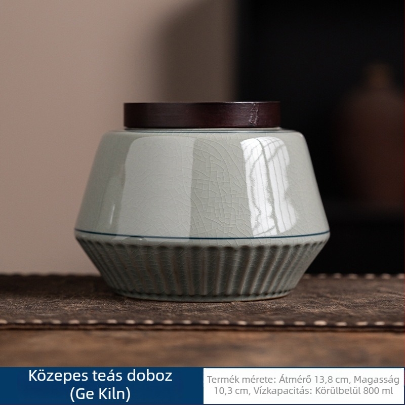 Kerámiás teás doboz bambuszfedéllel – kis és közepes méret, légmentesen záródó nedvességálló tároló zöld-, fekete- és Pu'er teához.