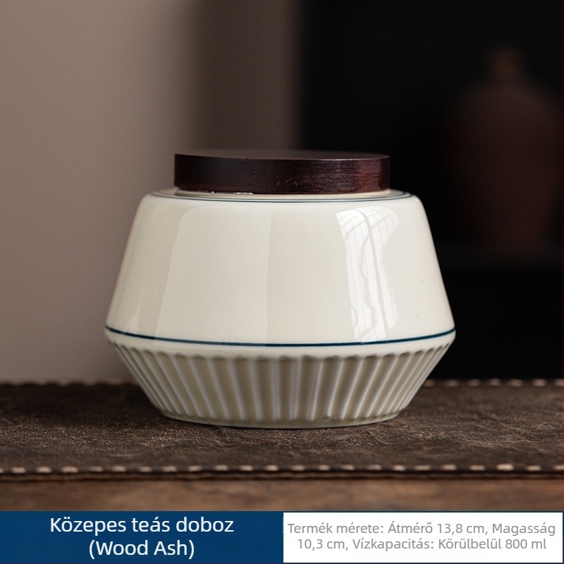 Kerámiás teás doboz bambuszfedéllel – kis és közepes méret, légmentesen záródó nedvességálló tároló zöld-, fekete- és Pu'er teához.