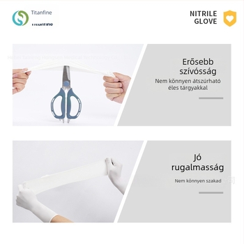 Titanfine egyszer használatos nitril kesztyűk, fehér, extra hosszú, vastagított, élelmiszer-minőségű
