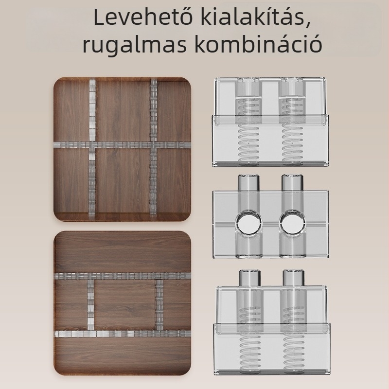 Gardrób polcos válaszfalakkal, asztali tároló rendező
